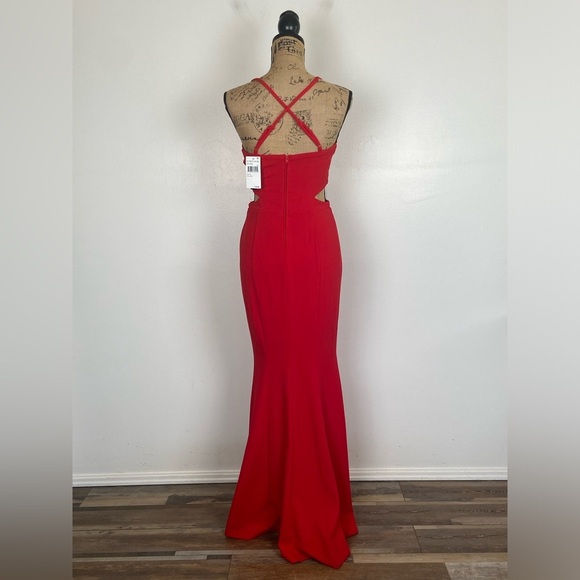 Nordstrom Speechless Formal Evening Dress Size 7 Color Red Sexy Jewel Stretch - Picture 6 of 16
